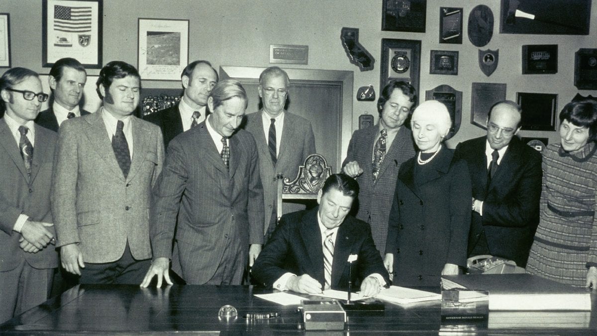 Governor Reagan signs the CA Wild and Scenic Rivers Act